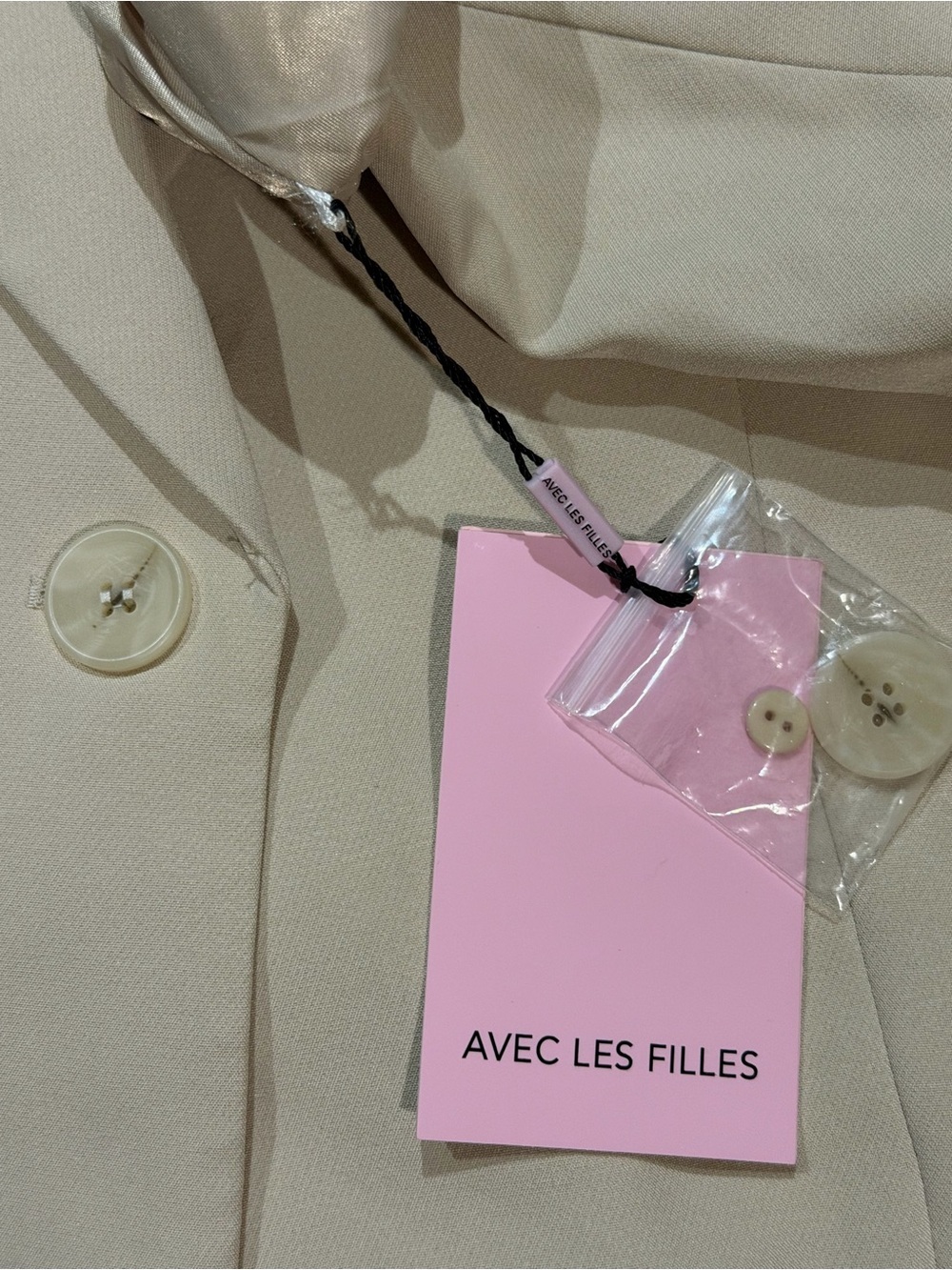 Avec Les Filles Cropped Blazer Cream Beige Neutral Tailored Size M - Picture 6 of 6